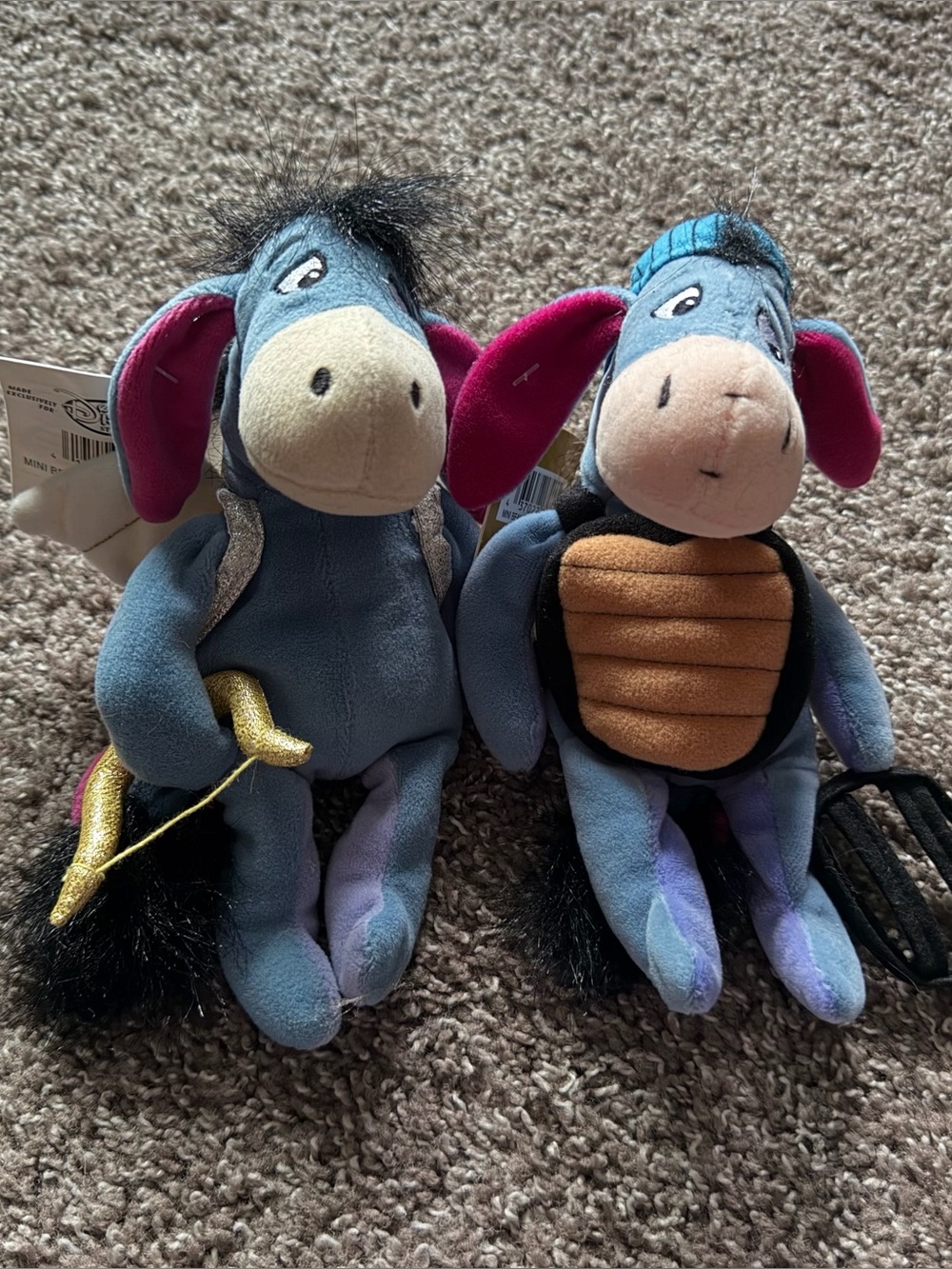 Vintage Disney Eeyore Cupid & Baseball Catcher Plush Bundle NWT